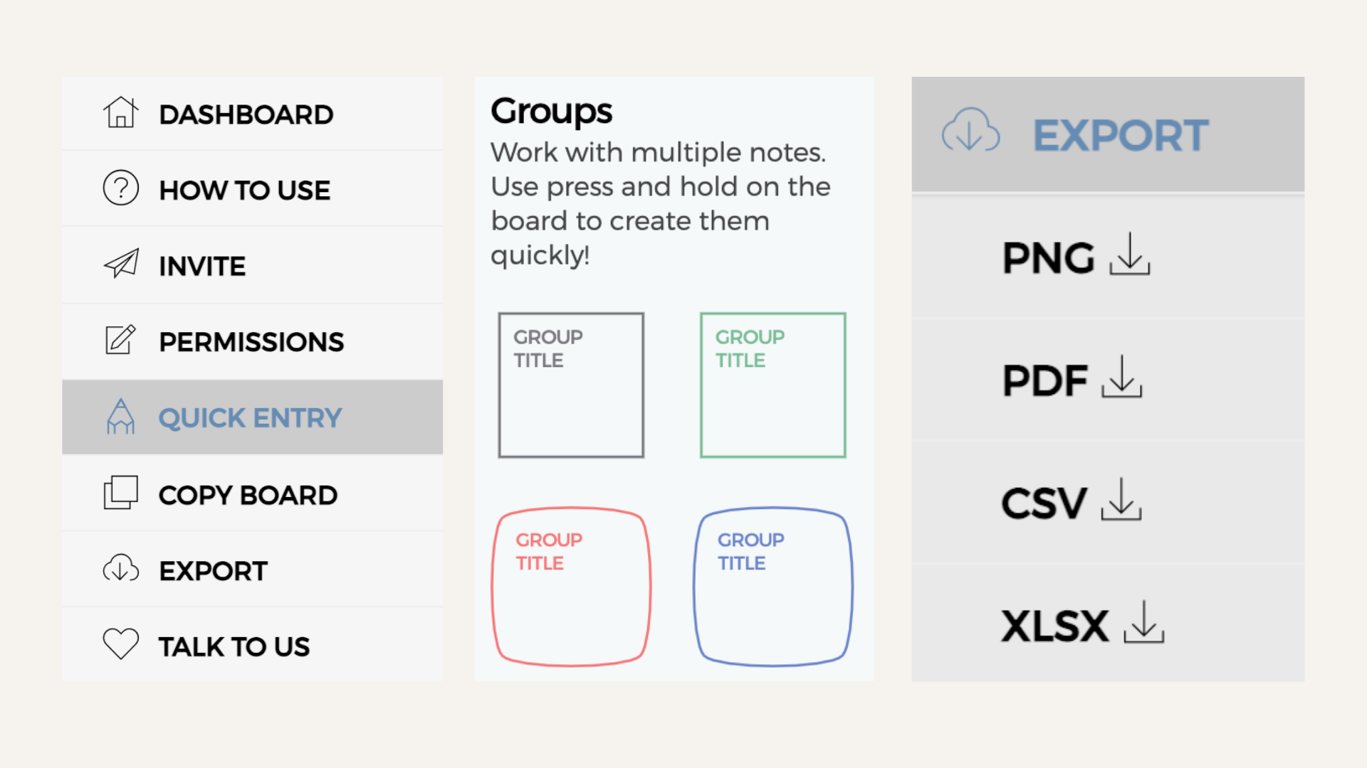 Some of the key Ideaflip features used in the process