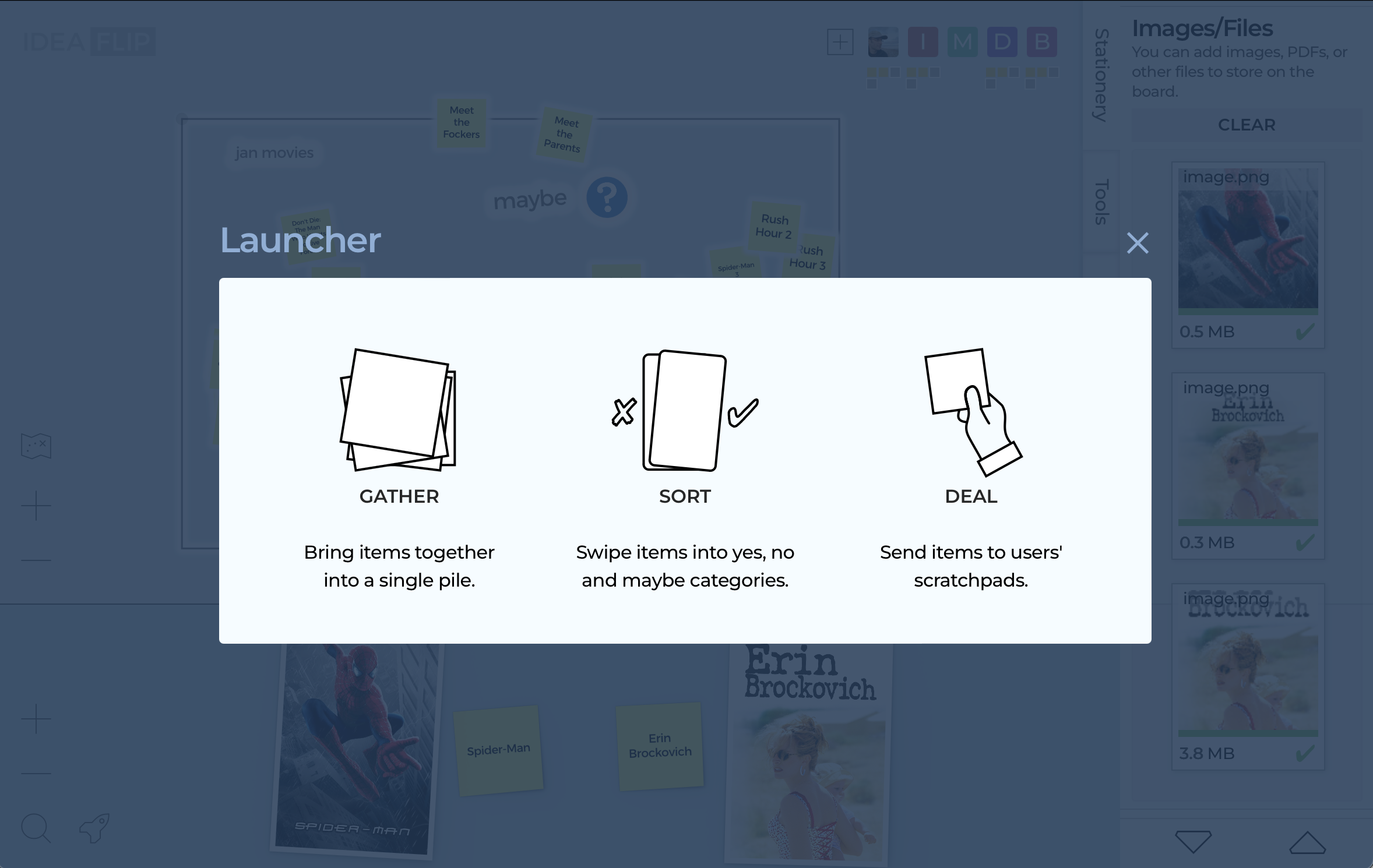 Use the rocket icon to open the Ideaflip launcher.