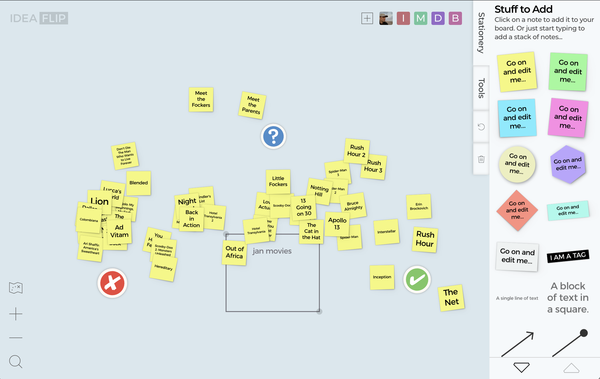 Ideaflip's collaborative swipe sort results in a layout that reflects everyone's opinions.